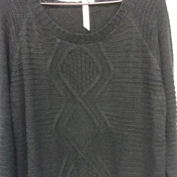 NY COLLECTION BLACK Garter Belt Stitch Chunky Acrylic Knit Sweater  Size 2X - Picture 3 of 5